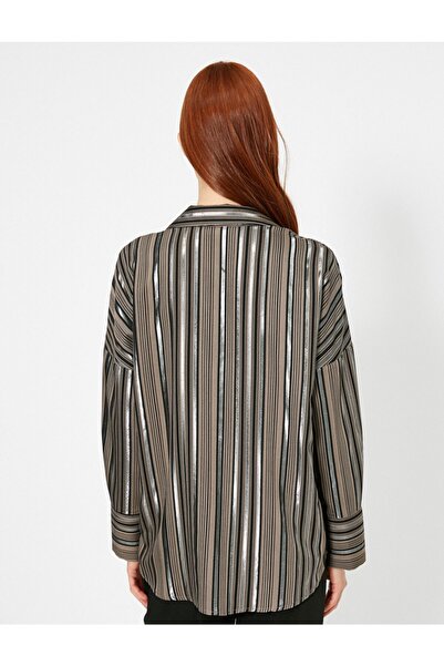 Koton Lesklá proužkovaná halenka s dlouhým rukávem