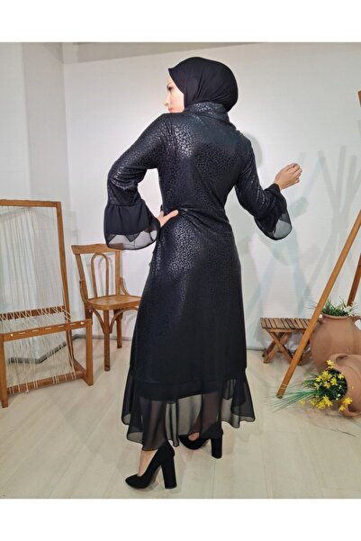 GARNİ Leopard Pattern Dress with Flounce Sleeves and Skirt