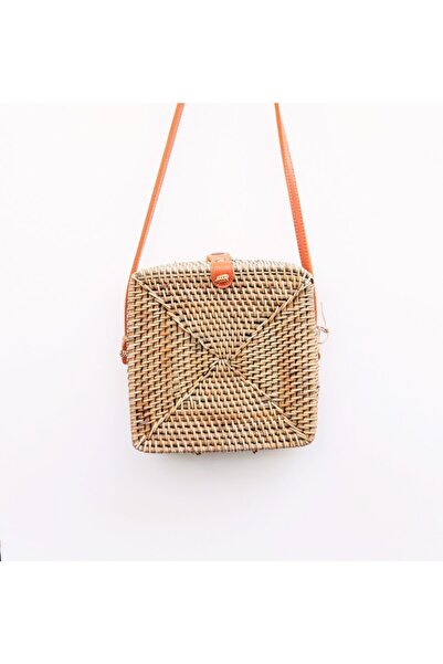 Square Rattan Bag Çanta