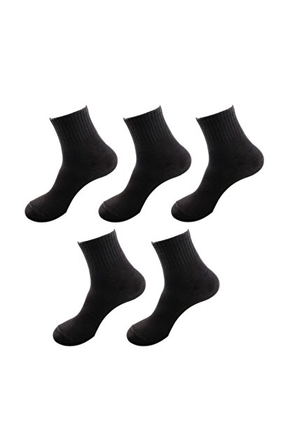 çorapmanya 5 Çift Kadın Siyah Kolej Tenis Çorap