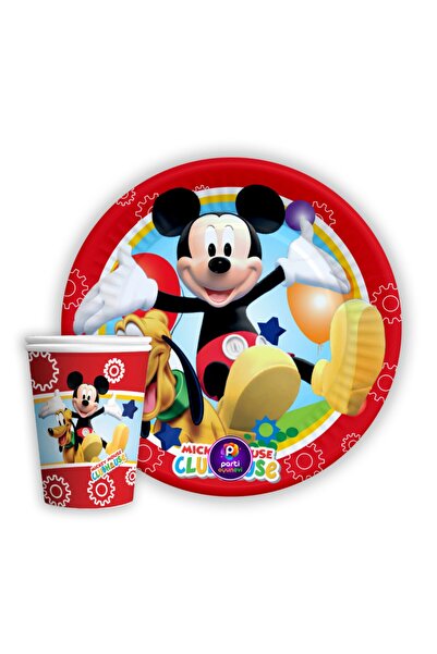 Parti Ustası Partioyunevi Karton 8'li Tabak Ve 8'li Bardak Tabak 8'li Mickey