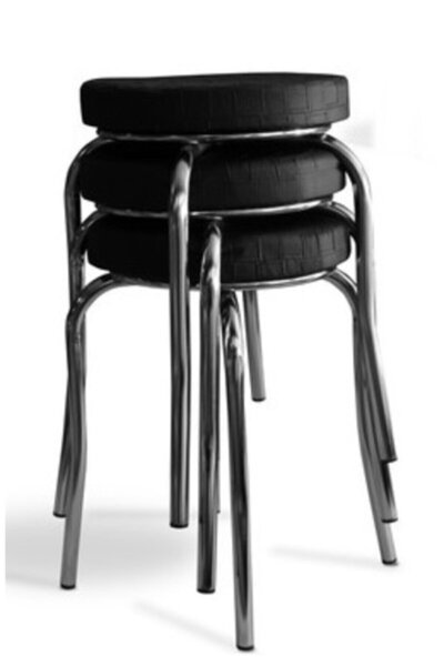 yılmaz masacılık 3 Adet Siyah Mutfak Taburesi Profil Tabure Metal Tabure Isti...