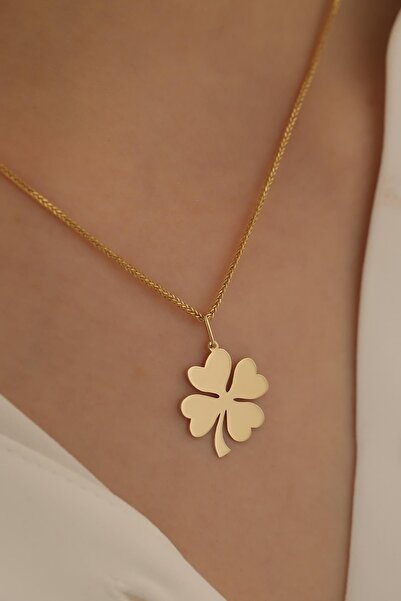 MİLET KUYUMCULUK 14 Ayar Altın Yonca Küp Zincir Kolye