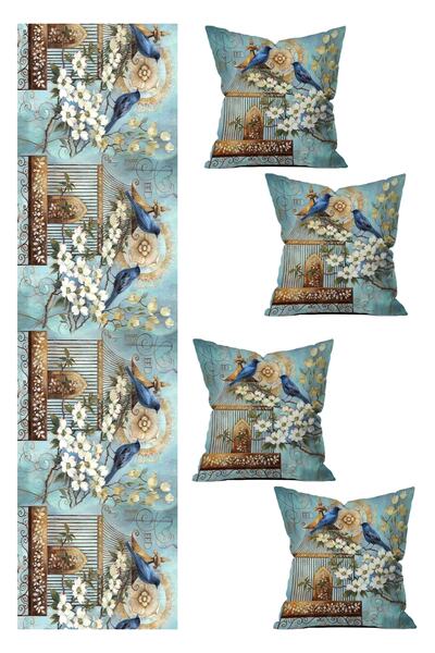 LadiesHome غطاء وسادة مطبوع على الوجهين بتصميم مخصص مكون من 5 قطع ومجموعة عداء