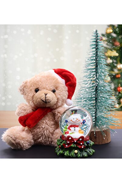 vegahediye v vega Kardan Adam Temalı Kar Küresi Ayıcık Dekoratif Mini Çam Ağa...