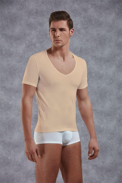 Doreanse Men's Modal Deep V Neck Short Sleeve T Shirt 2820