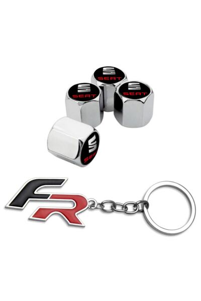 GARDENAUTO مقعد Ateca بعد 2020 - غطاء صمام بلون الكروم مع 4 قطع وسلسلة مفاتيح