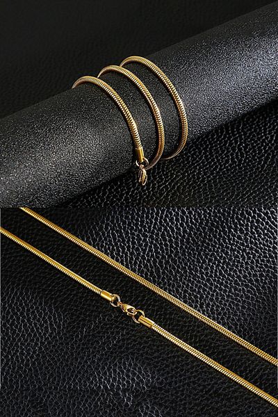 The Collection Stainless Chain Steel Snake Model Necklace Gold Snake Necklace