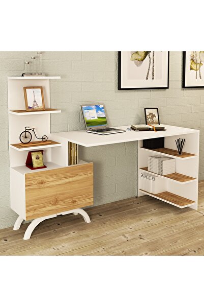 Kalender Dekor Olivia Dolaplı Bilgisyar Masası Çalışma Masası Kobe-Beyaz OLO2