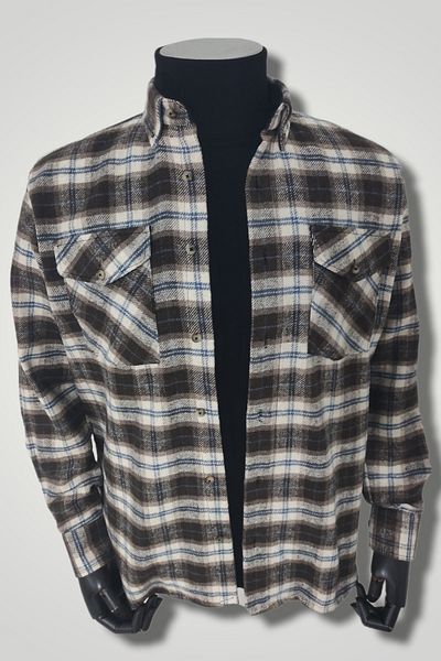 Marca Uno Men's Double Pocket Lapel Buttoned Plus Size Lumberjack Winter Shirt