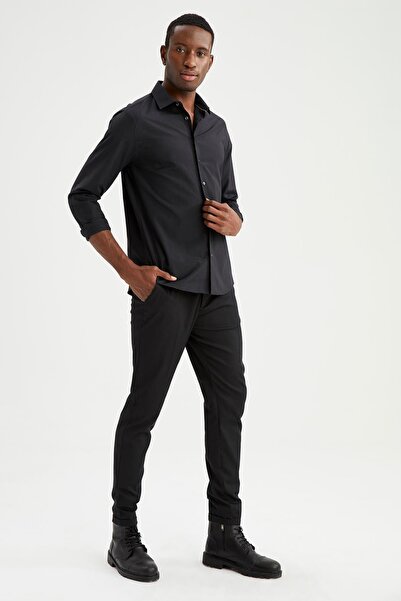 DeFacto Μακρυμάνικο πουκάμισο πόλο με λαιμόκοψη με λεπτή εφαρμογή