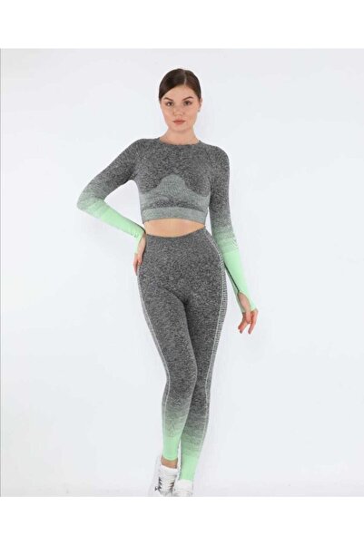 MAGZA Gray Green Recovery Push Up Long Leggings Set
