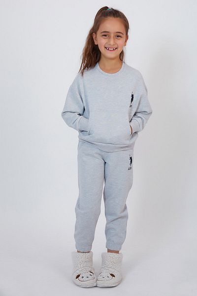 U.S. Polo Assn. U.S. Polo Assn Girl's Dark Grimelange Basic Crew Neck Double Set