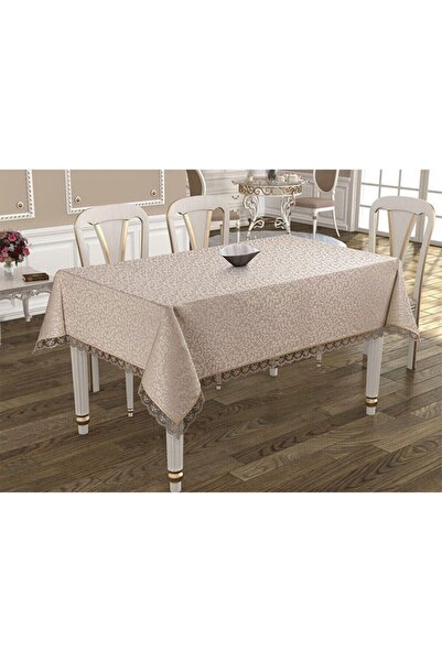 Apakay مفرش طاولة دانتيل فرنسي فاخر Kdk 160x220 سم - كابتشينو