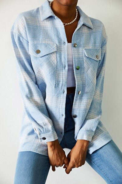 XENA Ice Blue καρό μάλλινο πουκάμισο 2kxk2-45616-43