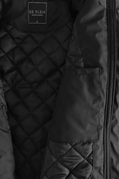 DE PLEIN Black Waterproof Hooded Men's Coat