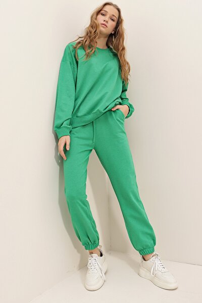 Trend Alaçatı Stili Sweatsuit - Green - Regular