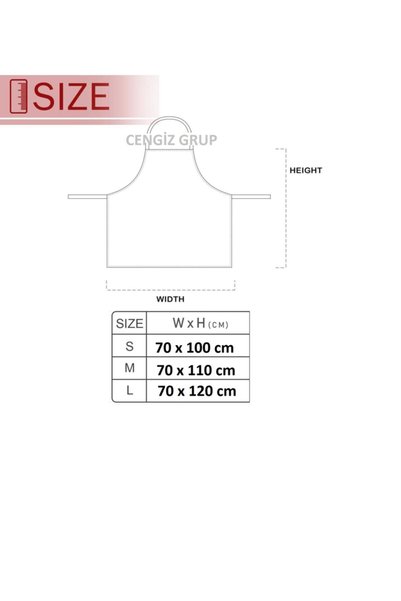 cengizgrup Kitchen Butcher Worker Apron PVC Apron Burgundy 120 cm 1 Piece