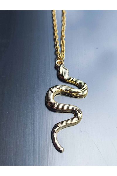 The Collection Gold Colored Snake Figure Necklace