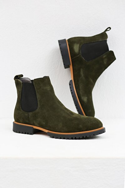 ELİT SHOES Ficemmy Doğal Deri Materyal Eva Taban Haki Erkek Bot