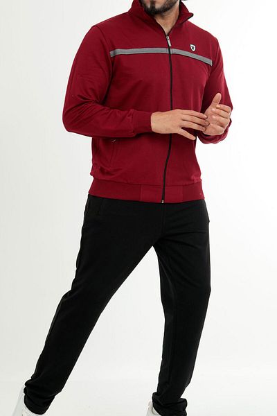 Marco Ferry Claret Red Men's Half Turtleneck Zippered Plus Size Tracksuit Edy201462b-b