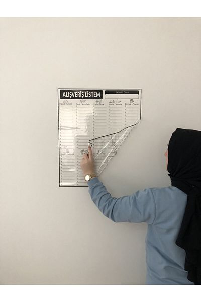 Tutunabilir Kağıt Shopping List Program Blackboard Smart Paper Board + Pen 47x56 Cm
