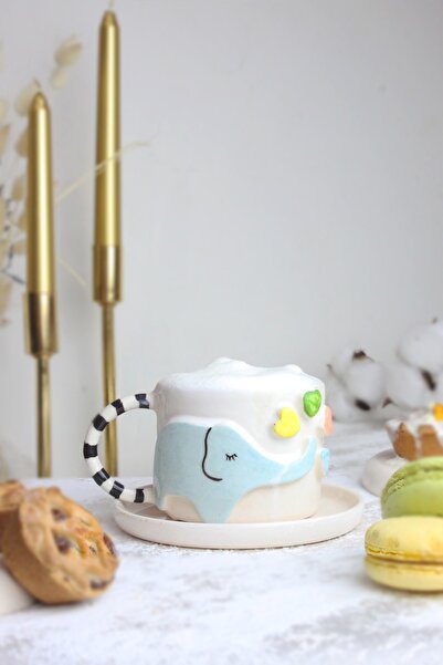 ada mia seramik كوب سيراميك - صناعة يدوية مع شكل فيل