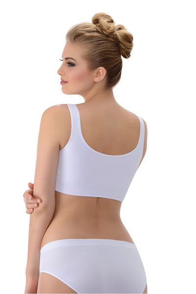PROSLİM Women's White Thick Strap Covered Bustier Bra Gathering Seamless Silky Texture
