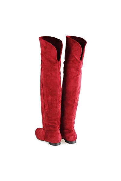 37Numara Kadın Büyük Numara Kadın Çizme Bordo Süet 41-42-43-44