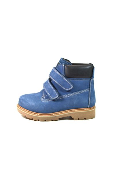 Minno Kids 813 Γνήσιες Δερμάτινες Ορθοπεδικές Μπότες για αγόρια με μπλε Velcro