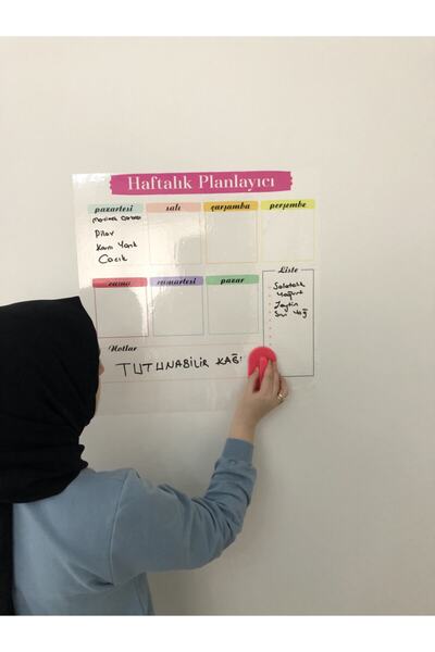 Tutunabilir Kağıt Haftalık Planlayıcı Takvim Statik Akıllı Kağıt Tahta Yazı Tahtası Planner Kalem 50x50 Cm