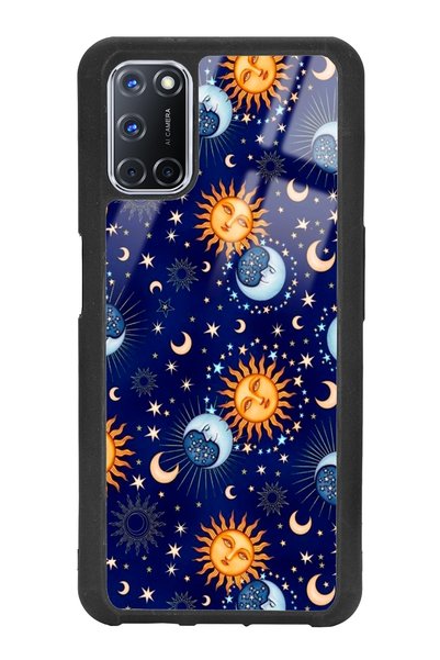 Spoyi Oppo A52 - A72 Glossy Phone Case with Moon Sun Pajama Design