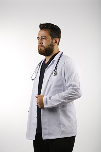 EMIR Erkek Beyaz Uzun Kollu 80 Cm Ceket Yaka Alpaka Öğretmen Doktor Eczacı He...