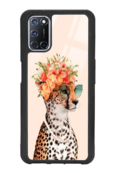 Spoyi Oppo A52 - A72 Influencer Leopar Kedi Tasarımlı Glossy Telefon Kılıfı