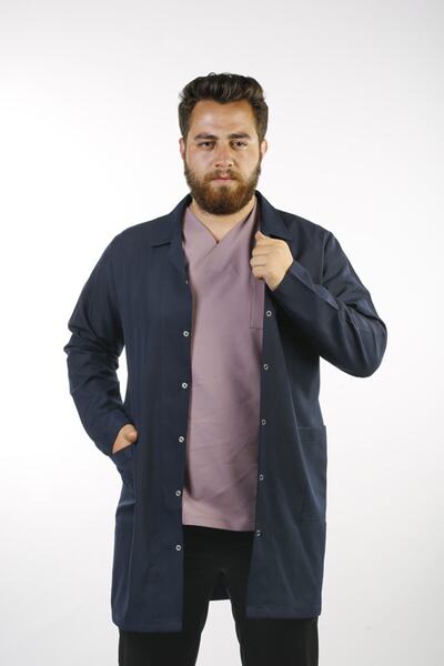 EMIR Erkek Lacivert Uzun Kollu 90 Cm Ceket Yaka Alpaka Önlük