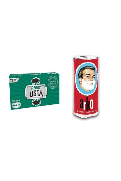 Derby Usta Full Razor 100pcs+arko Barber Shaving Soap 75g