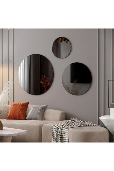 Camexstore Camex 30-45-60 Cm Yuvarlak Füme Ayna Takımı