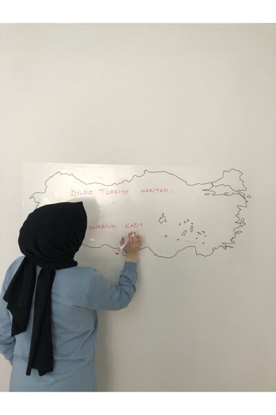 Tutunabilir Kağıt Dilsiz Türkiye Haritası Yazı Tahtası Statik Akıllı Kağıt Tahta Kalem 114x48 Cm Yapışkansız