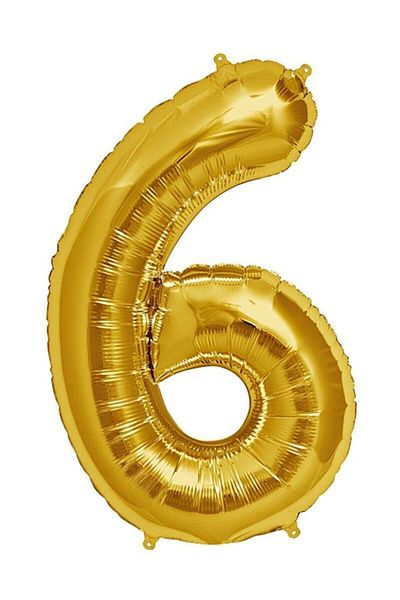 Oyuncak Paketi Number 6 40" 100 Cm Gold Foil Organization Balloon