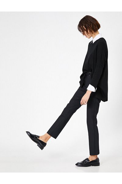 Koton Women's Black Trousers 8KAP42390UW