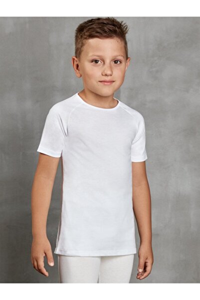 Doreanse Kids Unisex Ecru Thermal Round Collar Short Sleeve T-Shirt