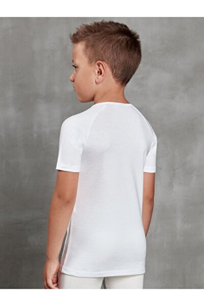 Doreanse Kids Unisex Ecru Thermal Round Collar Short Sleeve T-Shirt