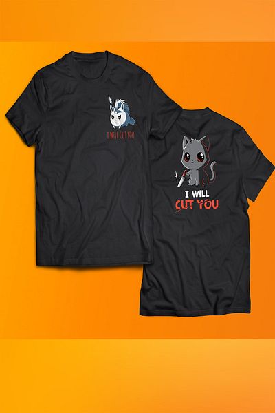 remonz I Will Cut You Printed 100% Cotton Oversize T-shirt Μεγάλο μέγεθος T-shirt