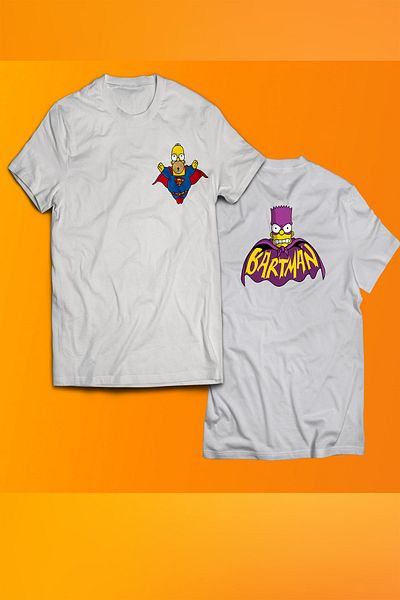 remonz Μπλουζάκι Super Homer And Bartman με στάμπα 100% βαμβακερό μπλουζάκι μεγάλου μεγέθους