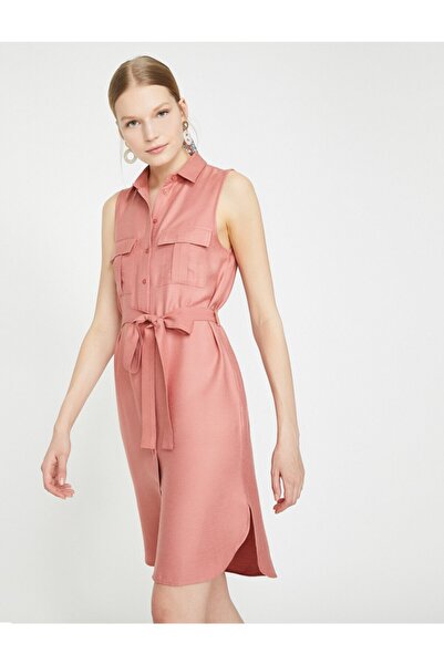 Koton Rosafarbenes Damenkleid 9YAK83984EW