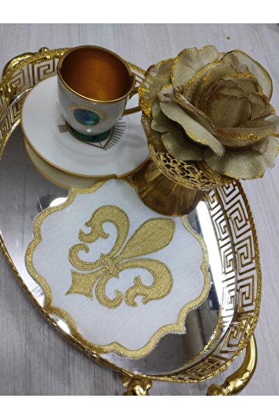 LASETU Gold Namask Patterned Cocktail and Coffee Side Serving Napkin