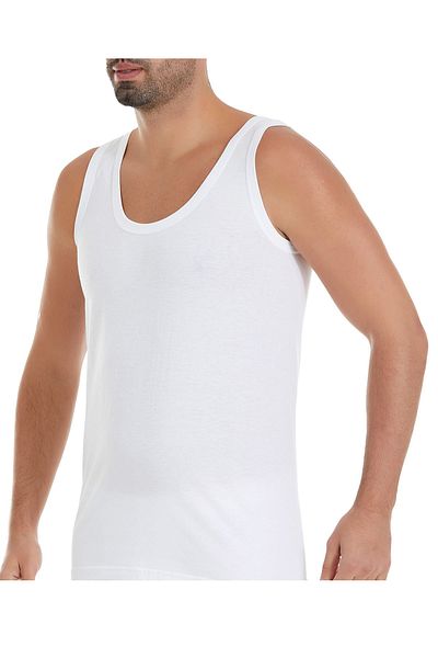 Yıldız Çamaşır 6-Piece White Men's Combed Single Jersey Cotton Undershirt