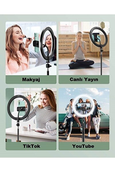 EN SİGA Ring Light Youtuber Makyaj Led Kare Işık 8inç Kuaför,make Up 15cm Tripod Ayak