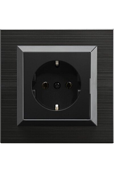 Led Pasajı Ovivo Quantum Black Grounded Socket and Frame Set