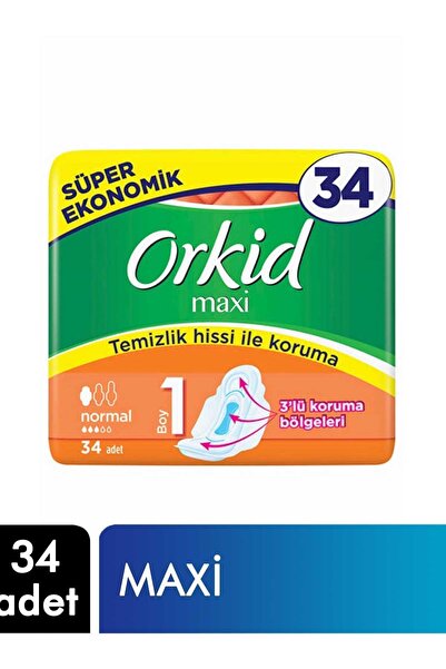 Orkid Maxi Hijyenik Ped Normal Süper Ekonomik Paket 34 Ped 8001090430779